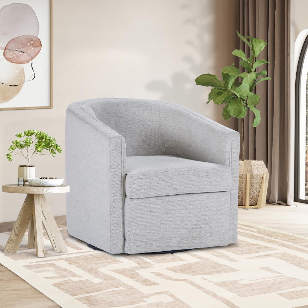 Poppy Light Gray Polyester Fabric Accent Swivel Arm Chair. Picture 4