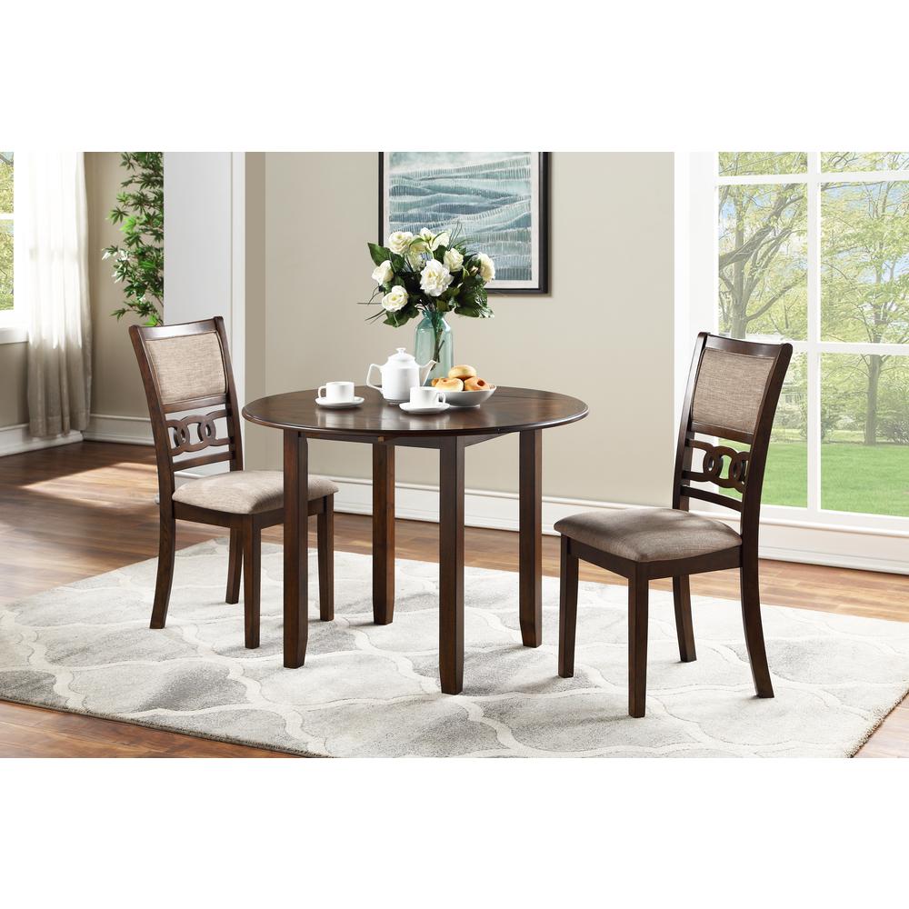 Gia 3-Piece 42" Wood Round Dining Set with 2 Chairs in Cherry. Picture 9