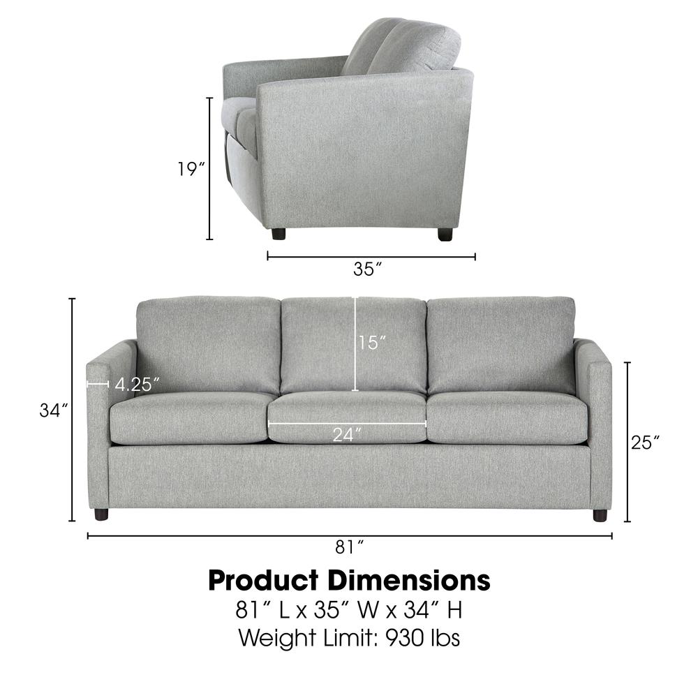 Elio Light Gray Polyester Fabric  3-seater Sofa Couch. Picture 5