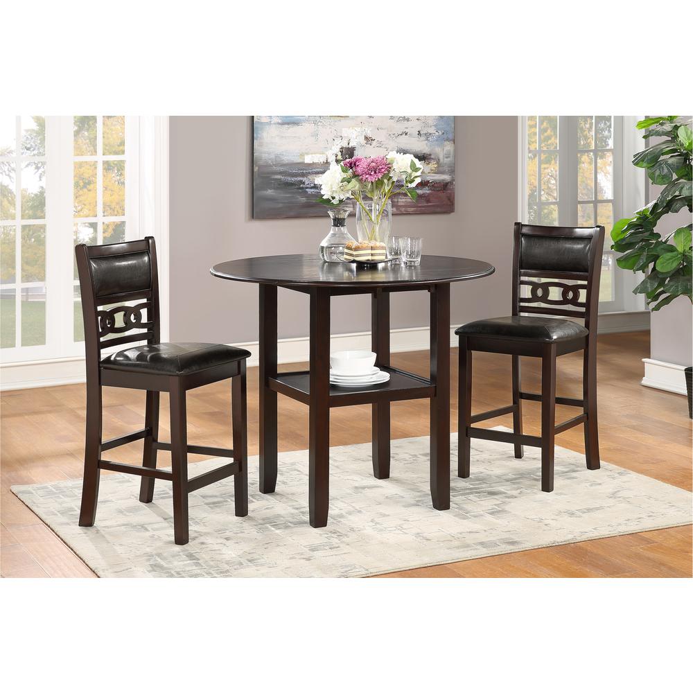 Furniture Gia Solid Wood Counter Drop Leaf Table  Chairs in Ebony. Picture 12