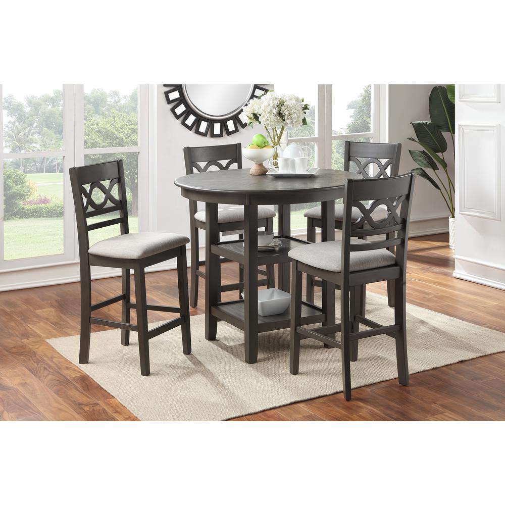 Cori 5-Piece Wood Round Counter Table Set with 4 Chairs in Gray. Picture 13