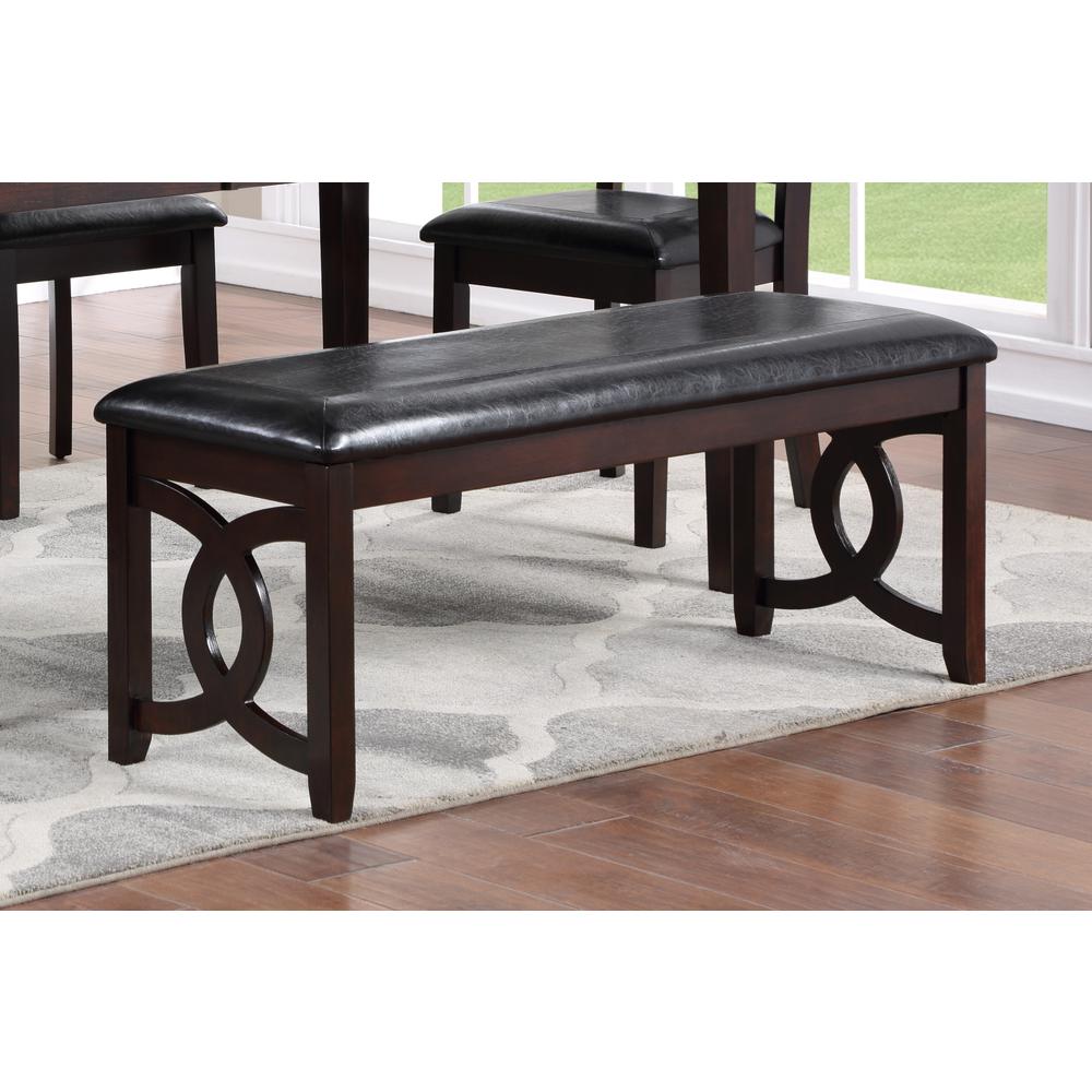 Furniture Gia 46" Solid Wood and Faux Leather Bench in Ebony Black. Picture 4