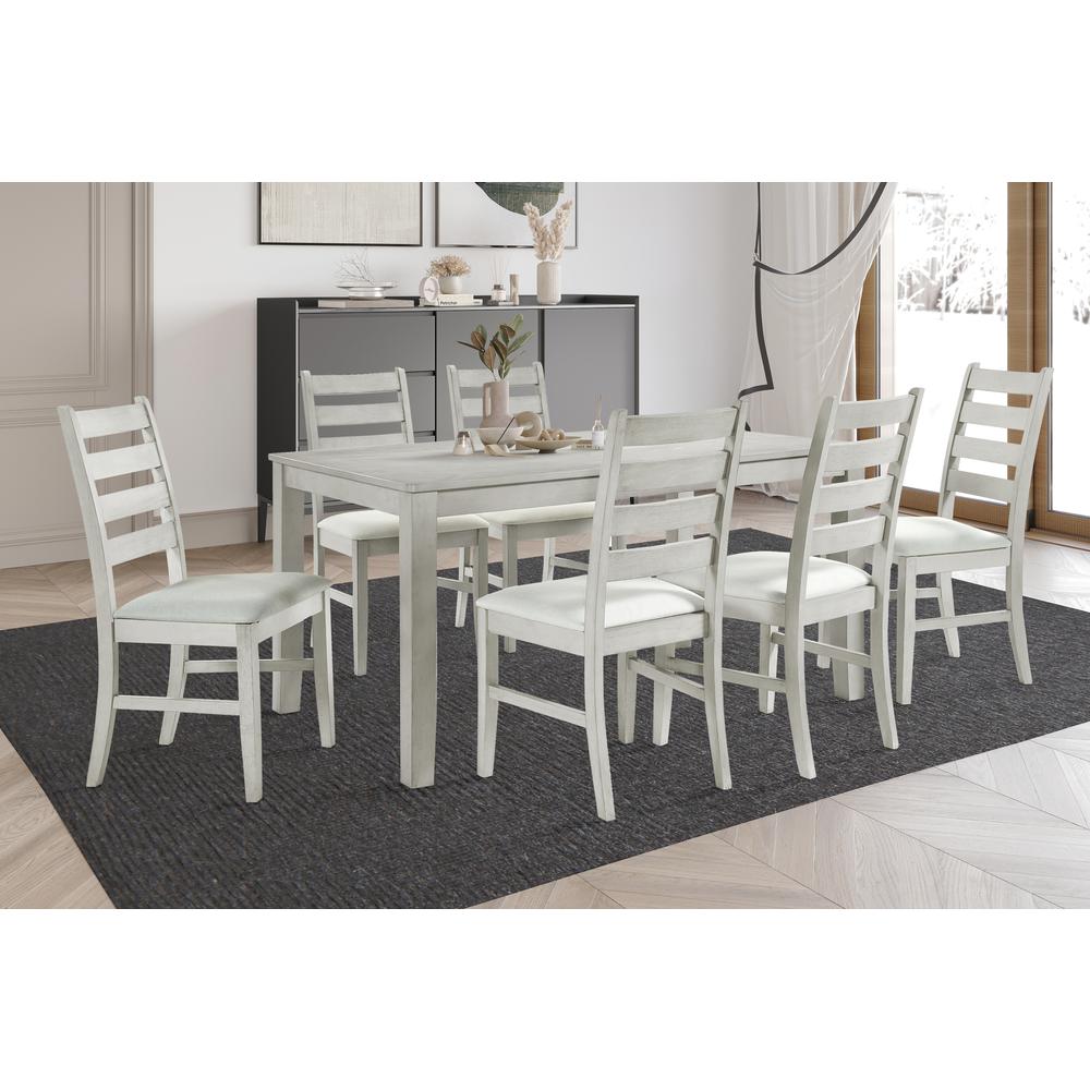 Pascal 59" Retangular Wood Dining Set with 6 Chairs in Driftwood. Picture 12