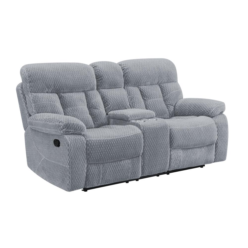 Bravo Console Loveseat W/ Dual Recliners-Stone. Picture 1