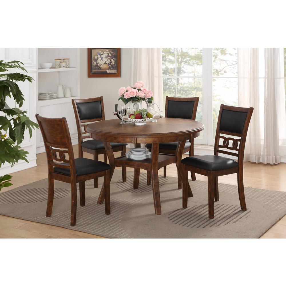 Furniture Gia Solid Wood 5-Piece Round Dining Set in Brown. Picture 14