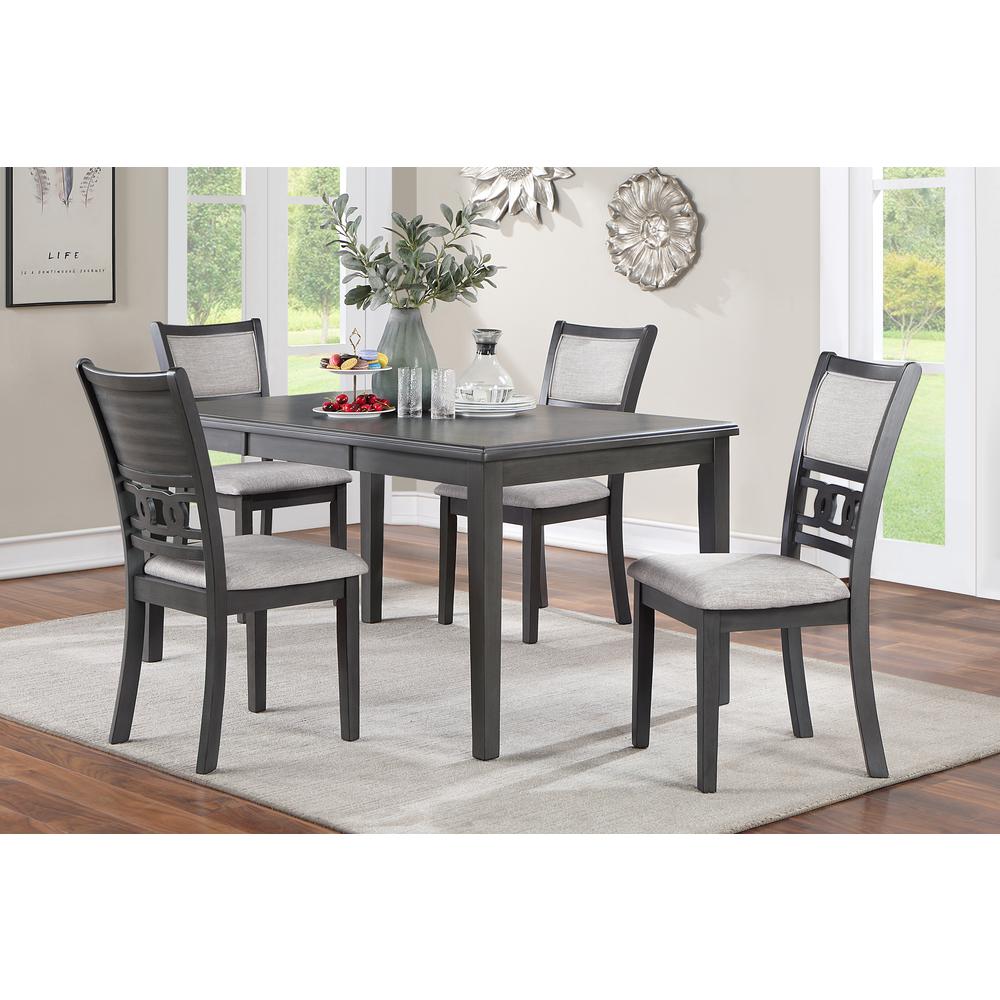 Gia 5-Piece 60" Wood Rectangle Dining Set with 4 Chairs in Gray. Picture 15