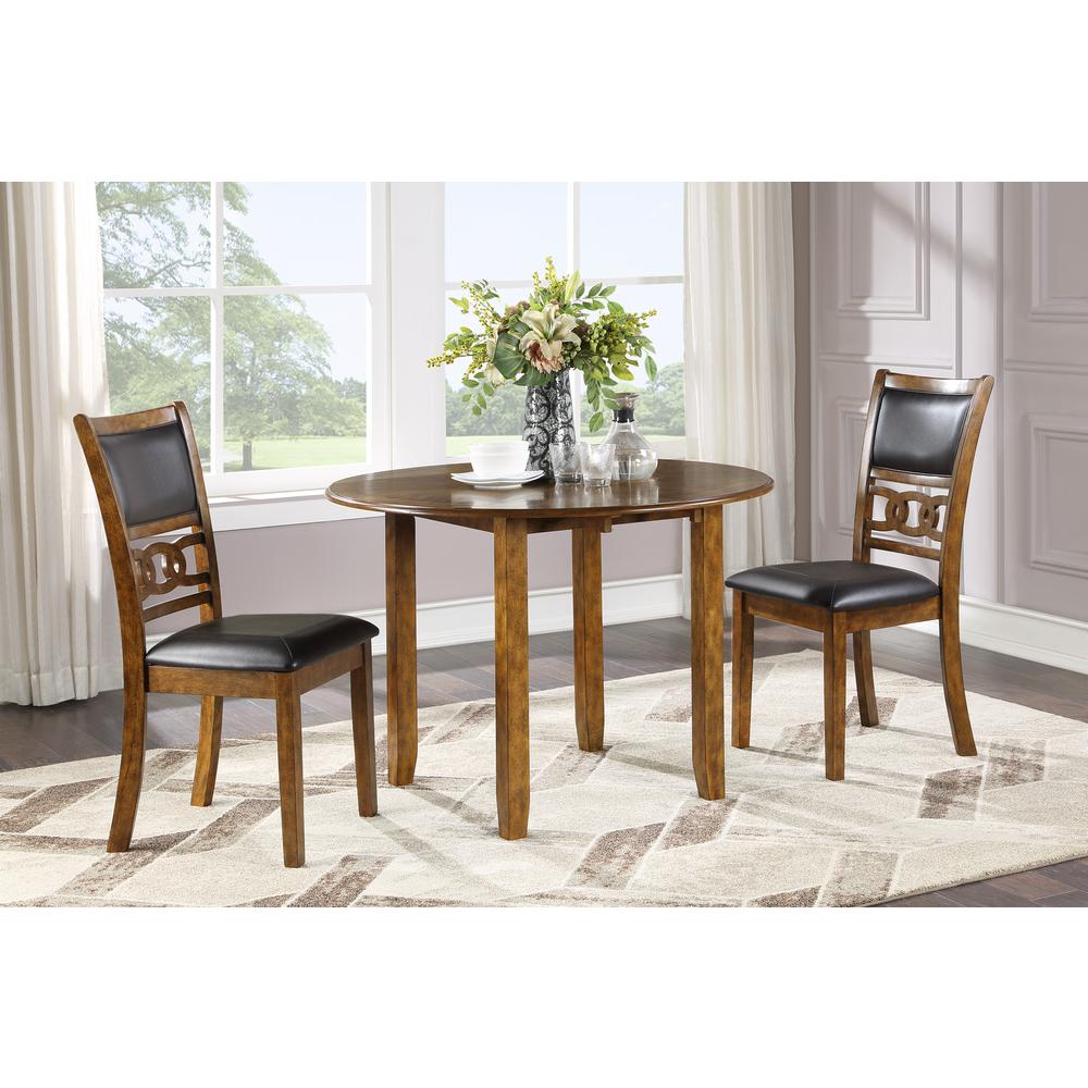 Furniture Gia Solid Wood Dining Drop Leaf Table 2 Chairs in Brown. Picture 13