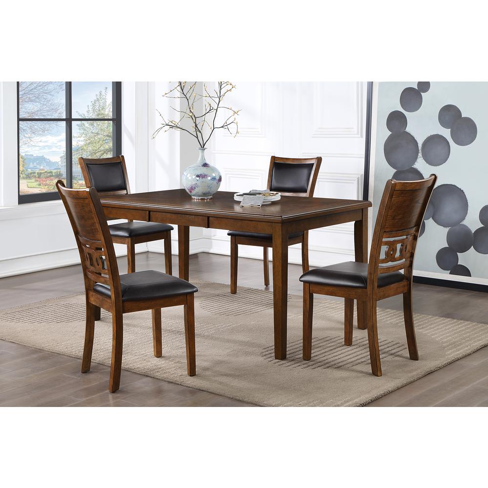 Gia 5-Piece 60" Wood Rectangular Dining Set with 4 Chairs in Brown. Picture 14