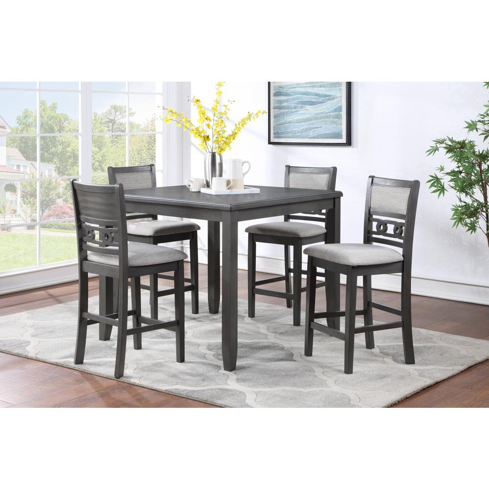 Furniture Gia 5-Piece Transitional Wood Counter Set in Gray. Picture 12
