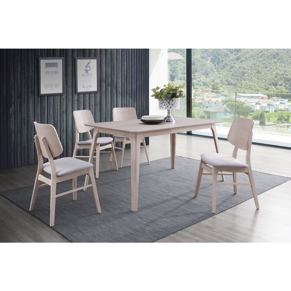 Oscar 5-piece Wood Dining Set, White Ash. Picture 12