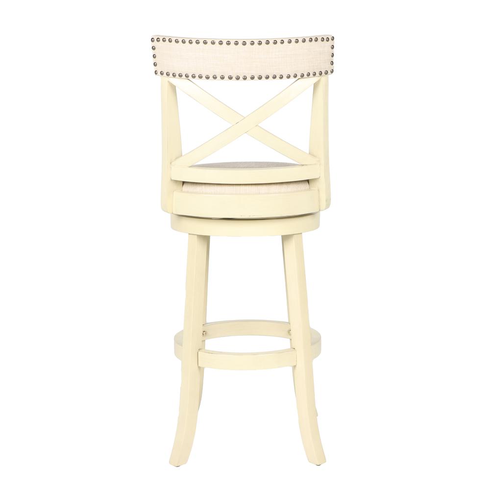Furniture York 29" Wood Bar Stool with Fabric Seat in Ant White. Picture 3