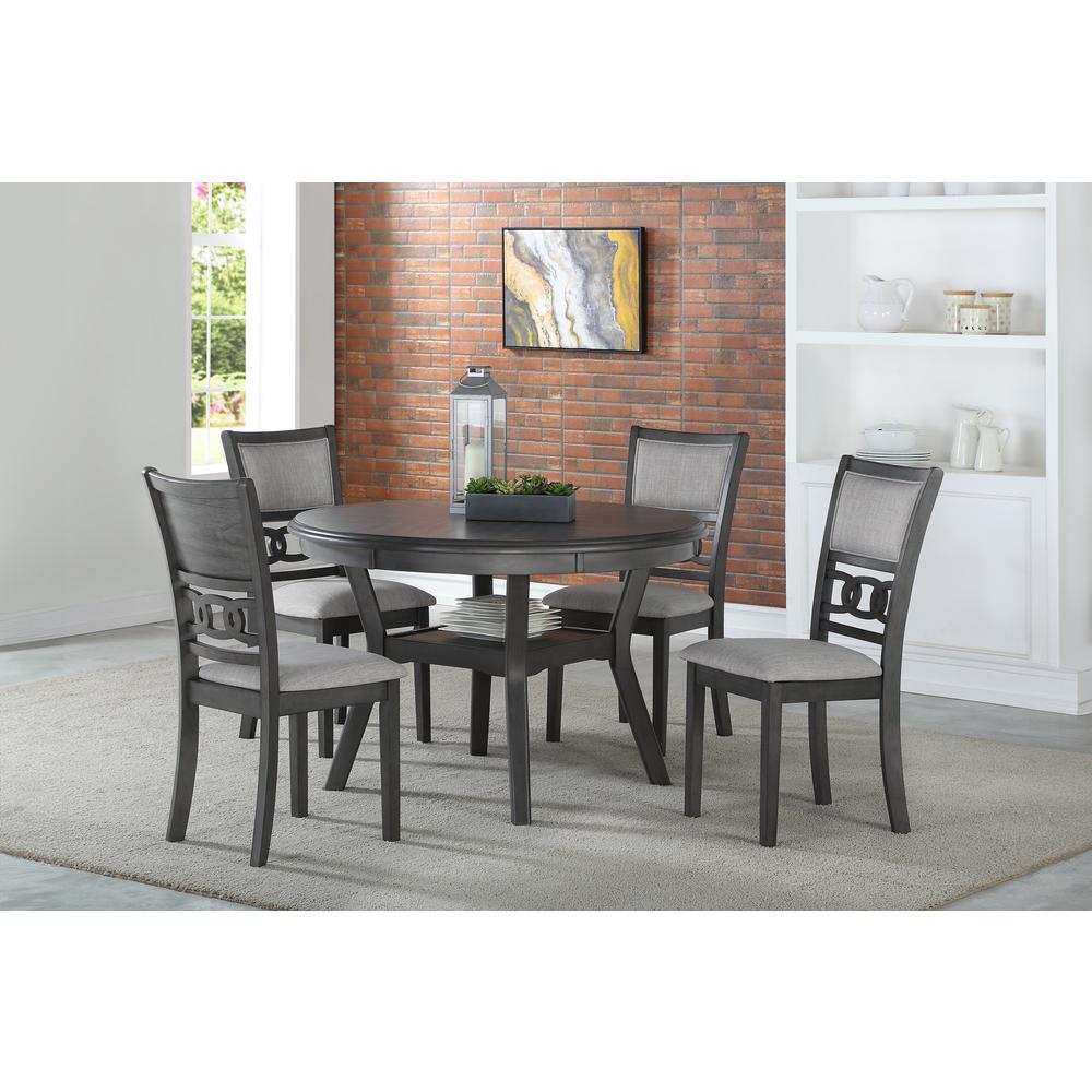 Furniture Gia 5-Piece Round Solid Wood Dining Set in Gray. Picture 11