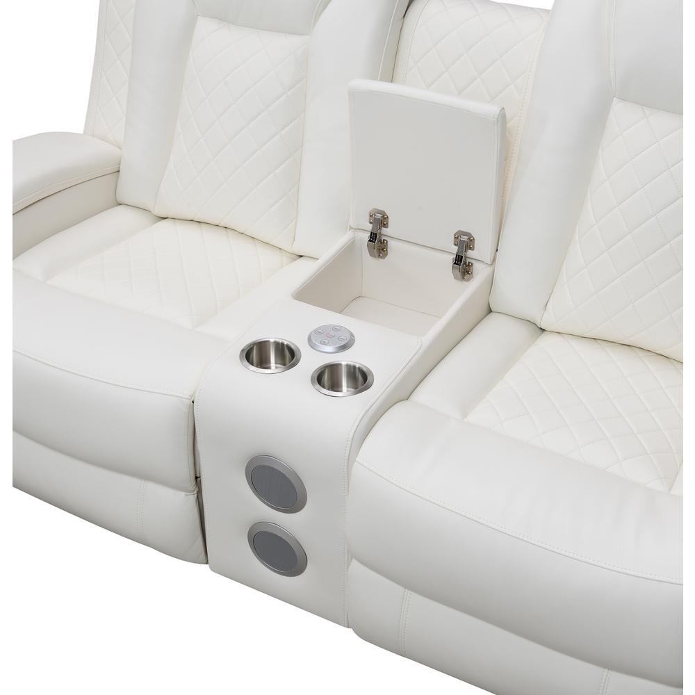 Orion Console Loveseat W/ Dual Recliners-White. Picture 5