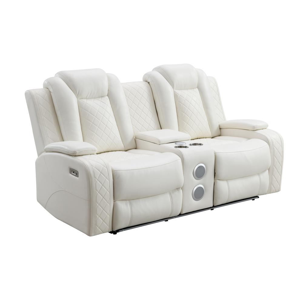 Orion Console Loveseat W/ Dual Recliners-White. Picture 1