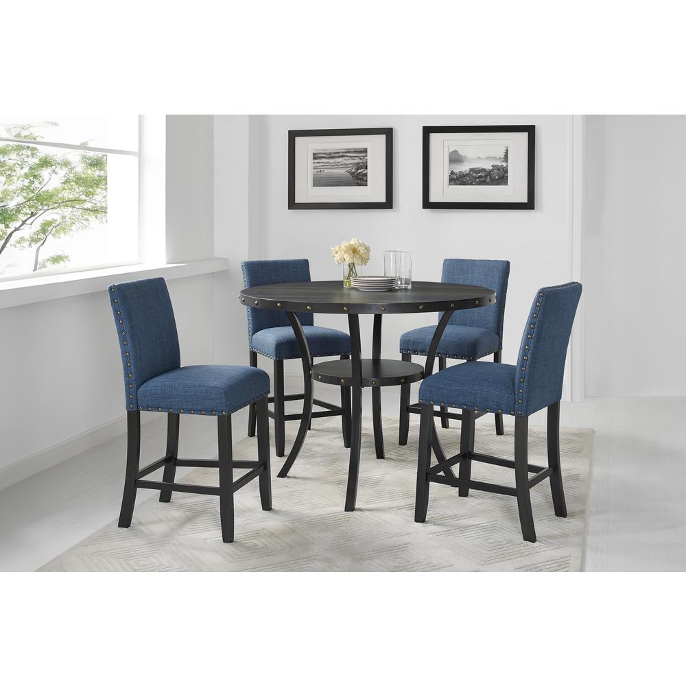 Furniture Crispin Melamine Round Counter Table & 4 Stools in Blue. Picture 8