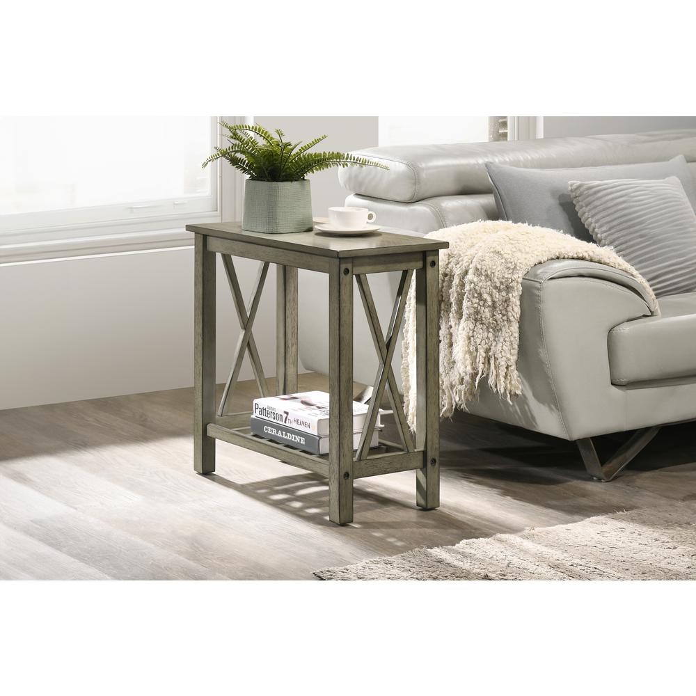 Furniture Eden 1-Shelf Contemporary Solid Wood End Table in Gray. Picture 5