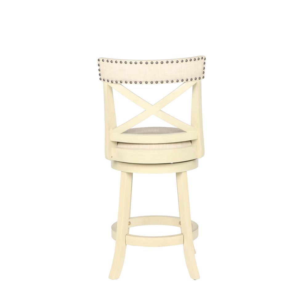 Furniture York 24" Wood Counter Stool with Fabric Seat in Ant White. Picture 3