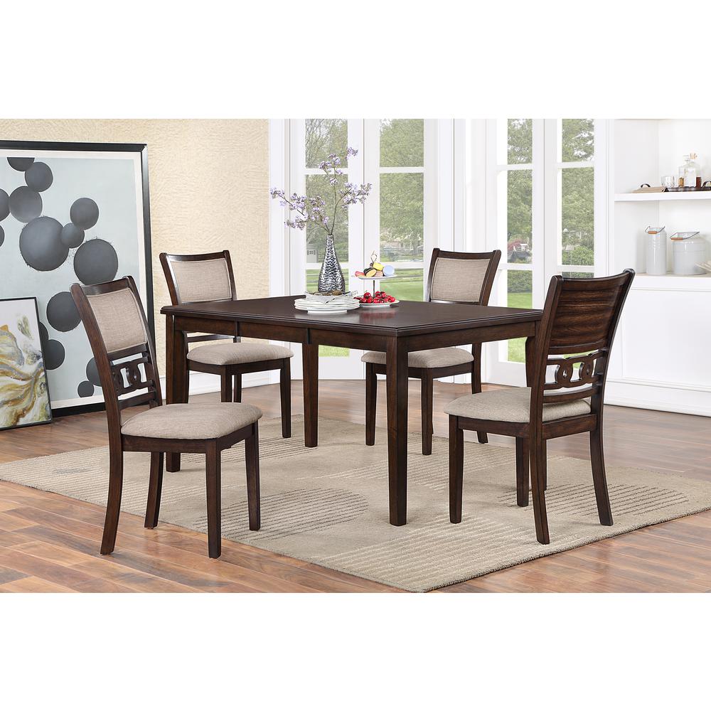 Gia 5-Piece 60" Wood Rectangular Dining Set with 4 Chairs in Cherry. Picture 14