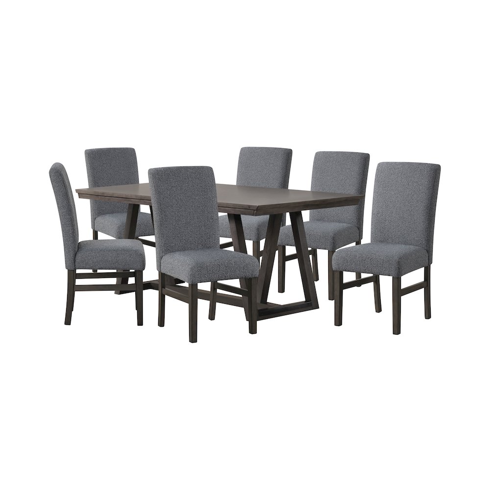 High Line 7-Piece Wood Rectangular Dining Table Set, Gray. Picture 1