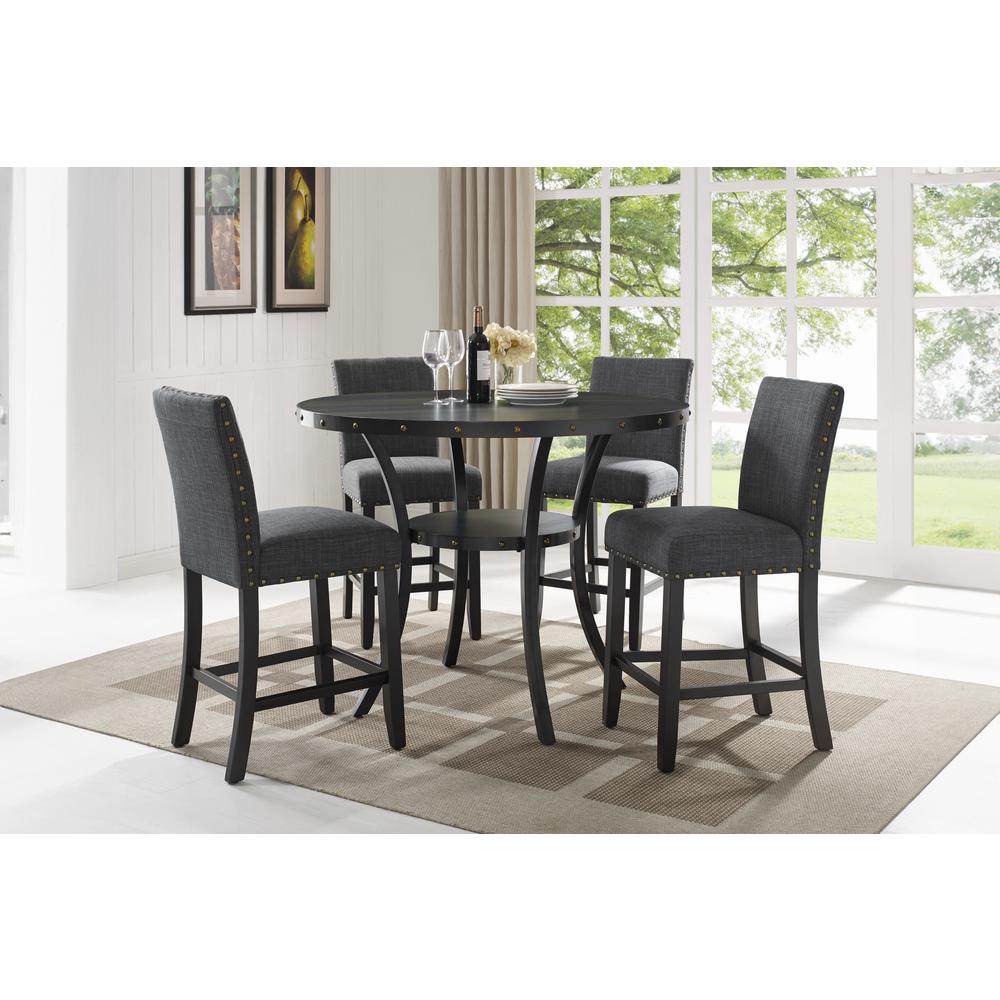 Furniture Crispin Melamine Round Counter Table & 4 Stools in Gray. Picture 8