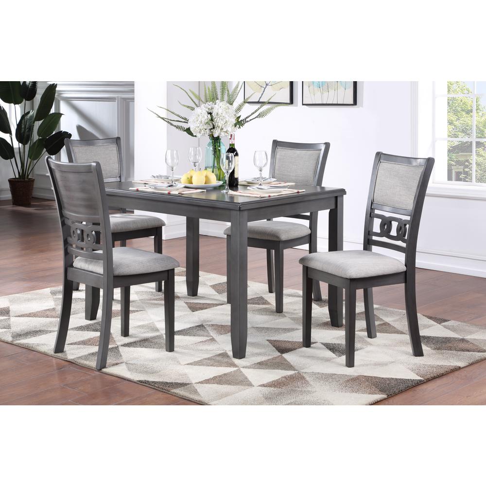 Gia 5-Piece 48" Wood Rectangular Dining Set with 4 Chairs in Gray. Picture 14