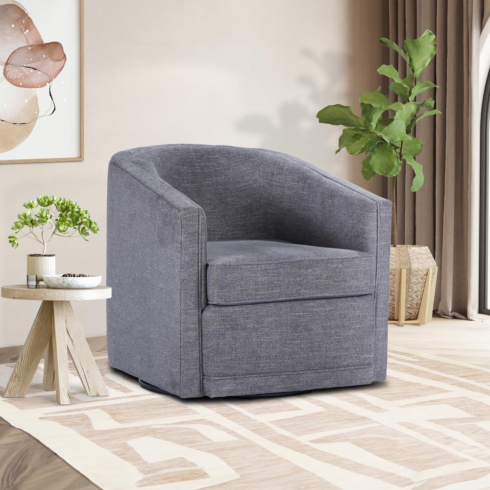 Poppy Dark Gray Polyester Fabric Accent Swivel Arm Chair. Picture 4