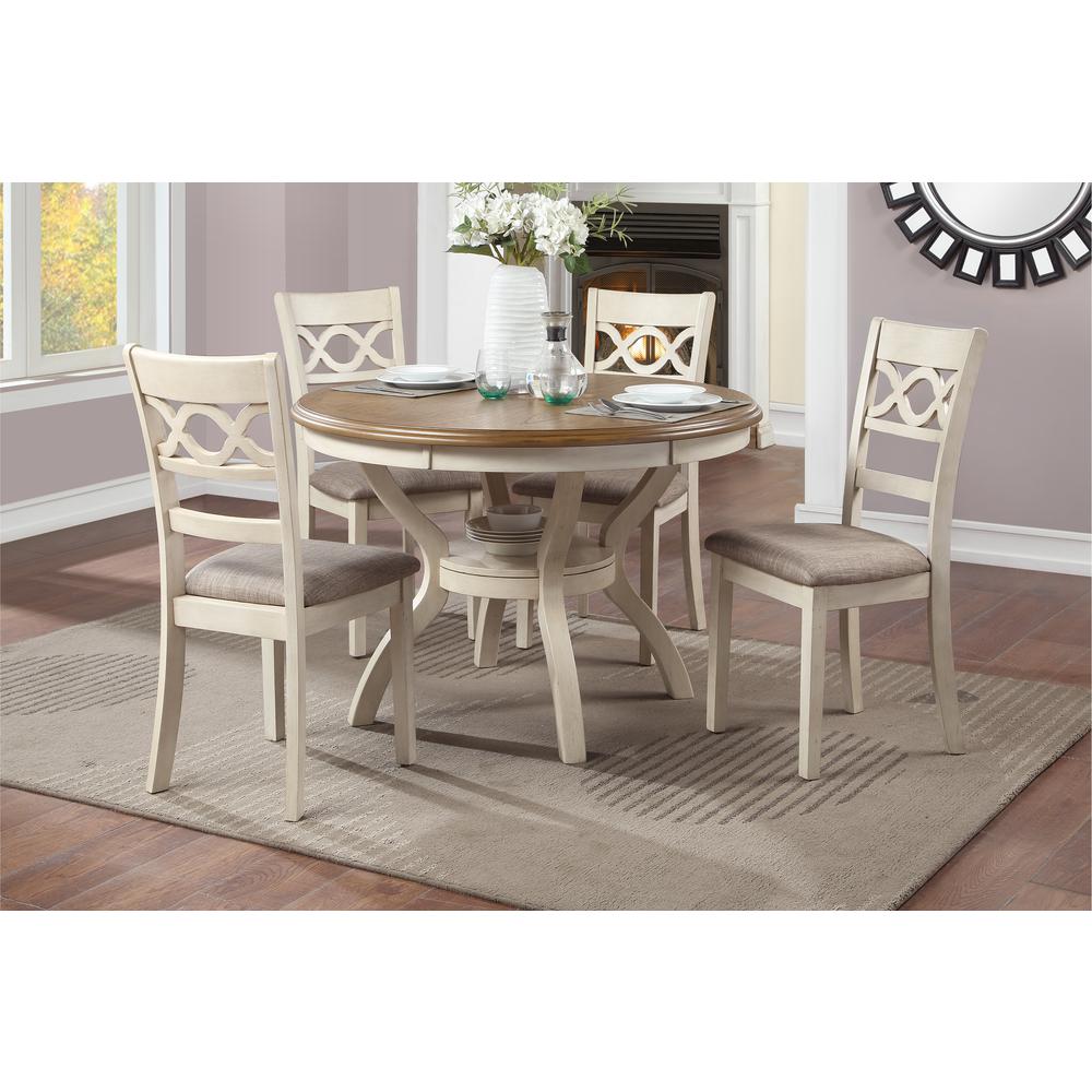 Furniture Cori 5-Piece Solid Wood Dining Set in Beige/Brown. Picture 11