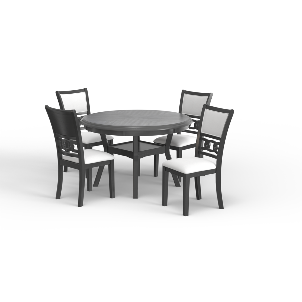 Furniture Gia 5-Piece Round Solid Wood Dining Set in Gray. Picture 1