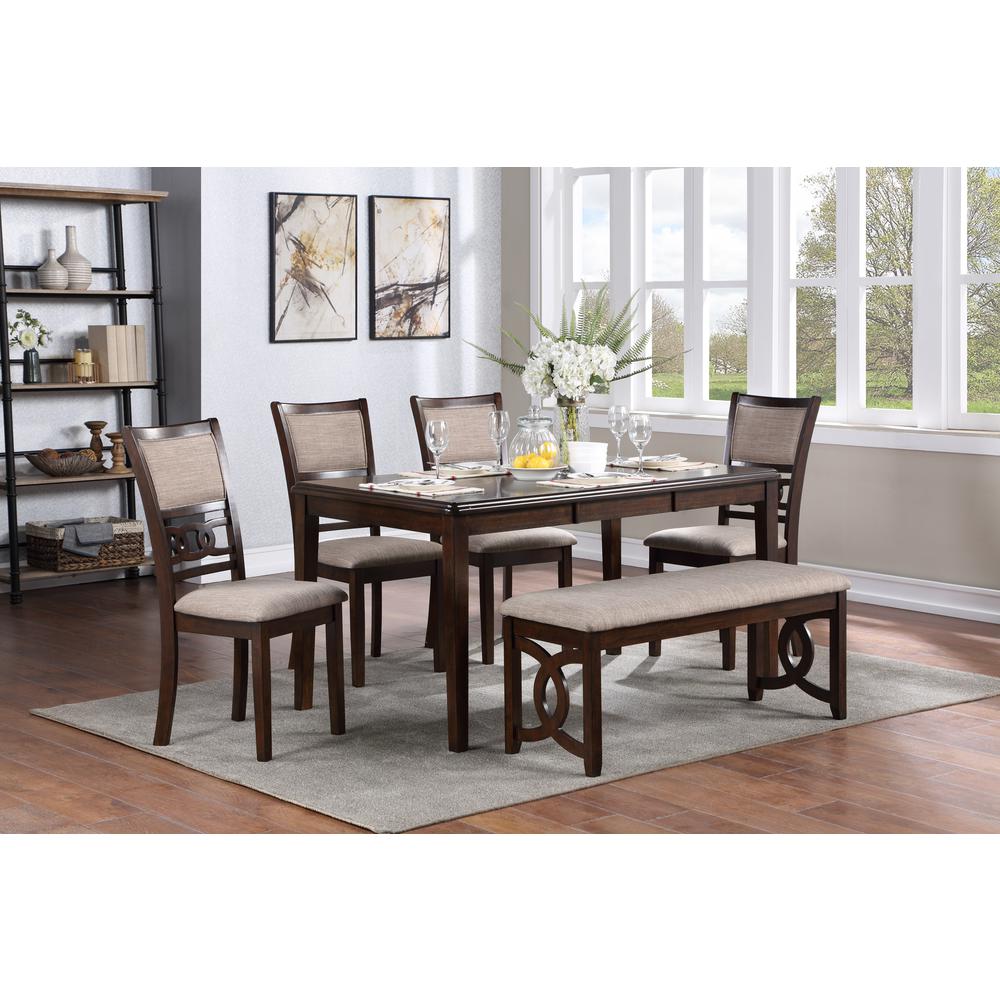 Gia 6 Pc Dining Table, 4 Chairs & Bench -Cherry. Picture 8