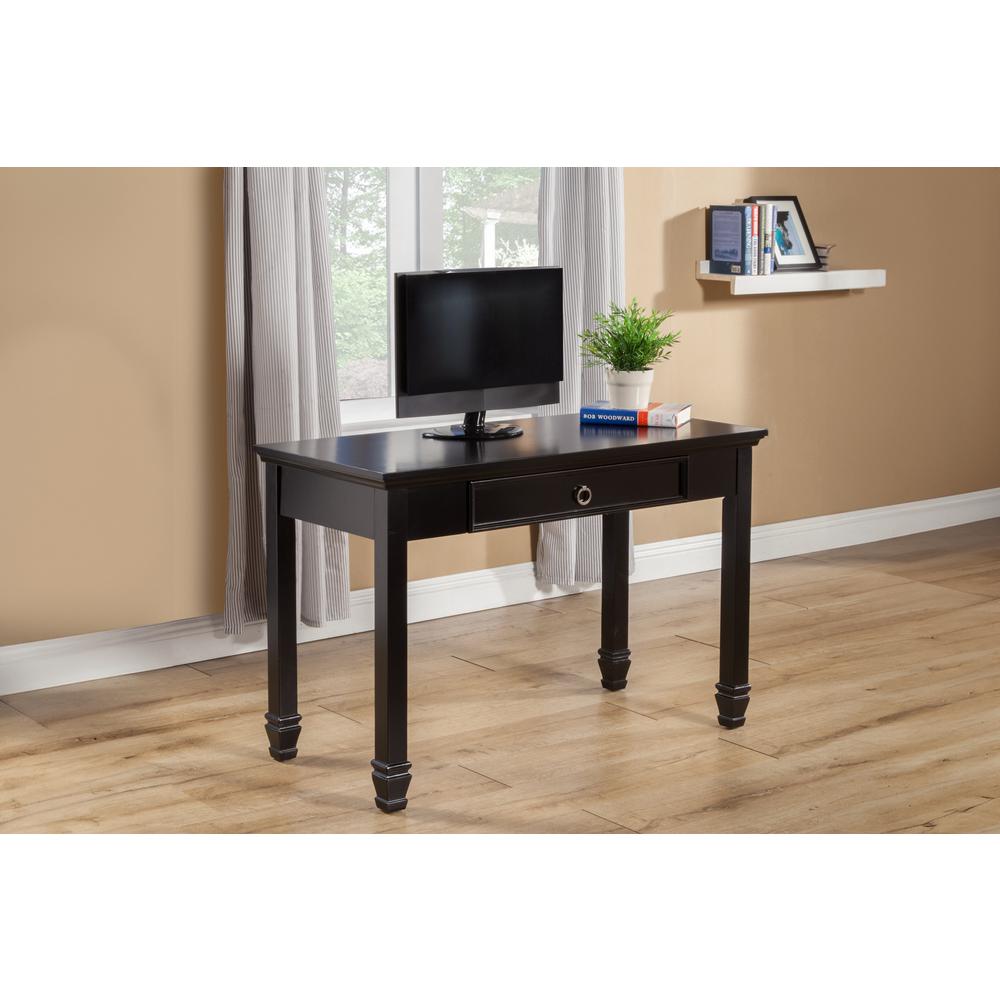 Furniture Tamarack Solid Wood 1-Drawer Desk in Black. Picture 6