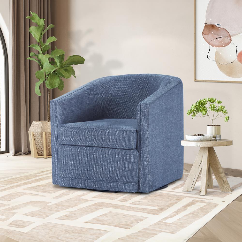 Poppy Blue Polyester Fabric Accent Swivel Arm Chair. Picture 4