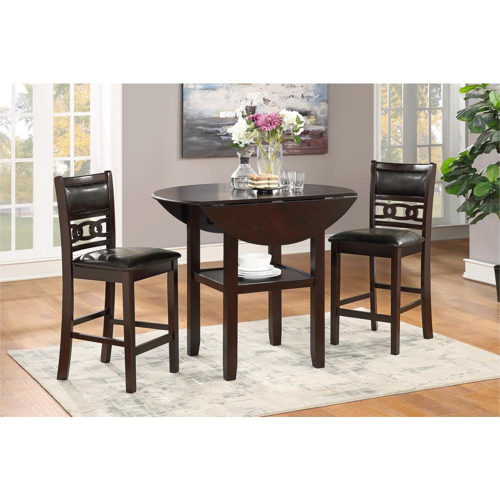 Furniture Gia Solid Wood Counter Drop Leaf Table  Chairs in Ebony. Picture 13