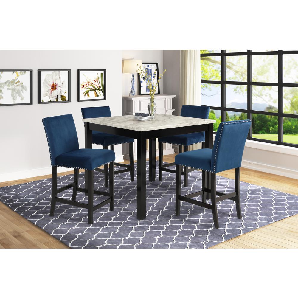 Furniture Celeste 5-Piece Faux Marble & Wood Counter Set in Blue. Picture 11