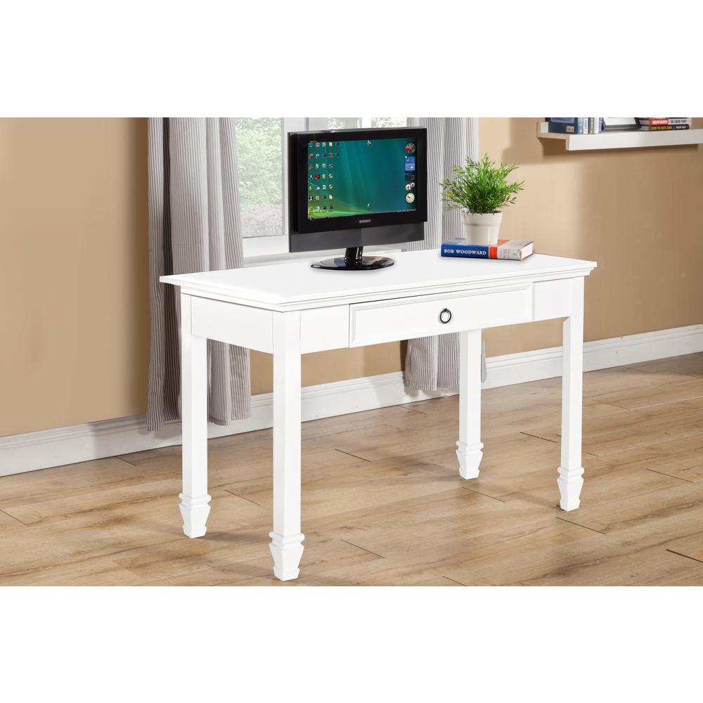 Furniture Tamarack Soild Wood 1-Drawer Desk in  White. Picture 7