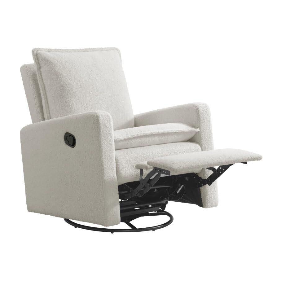 Oxford Baby Uptown Swivel Rocker/Recliner Boucle White. Picture 3