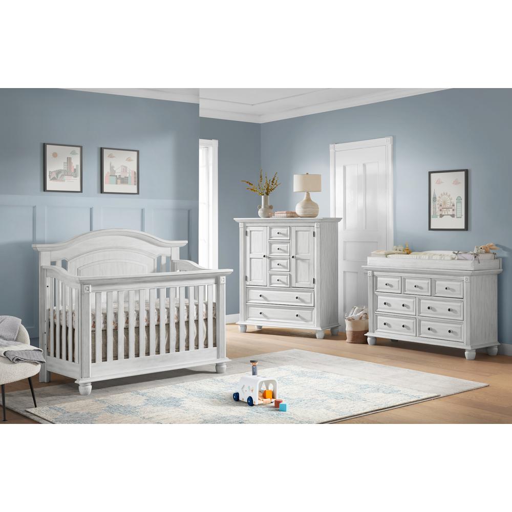 Oxford Baby London Lane 4 In 1 Convertible Crib Vintage White. Picture 9