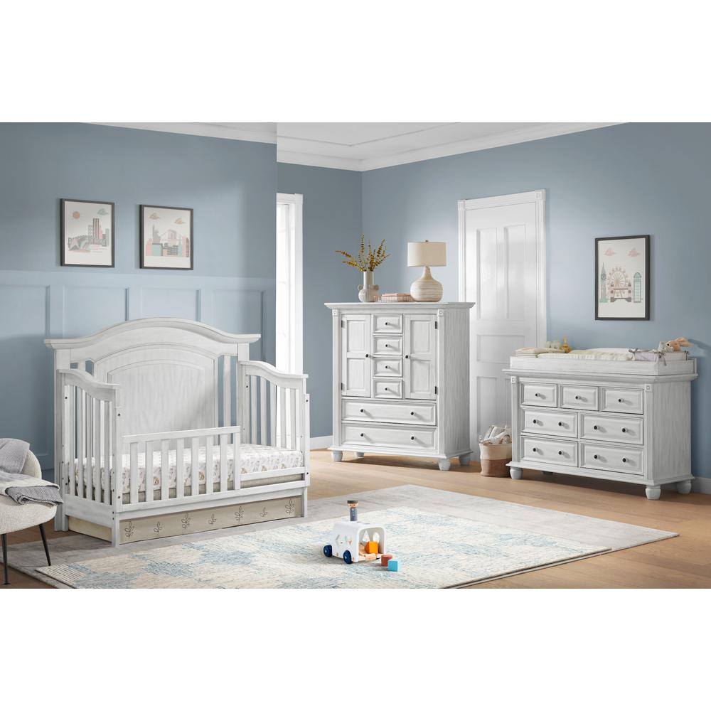 Oxford Baby London Lane 4 In 1 Convertible Crib Vintage White. Picture 10