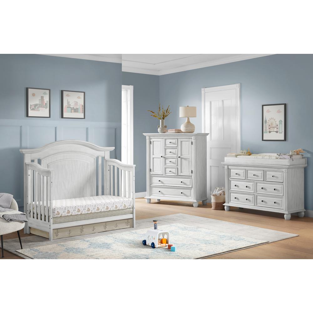 Oxford Baby London Lane 4 In 1 Convertible Crib Vintage White. Picture 11