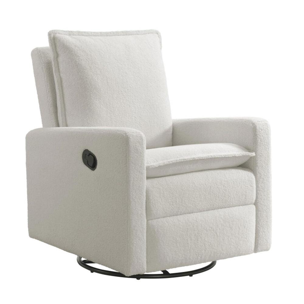 Oxford Baby Uptown Swivel Rocker/Recliner Boucle White. Picture 1