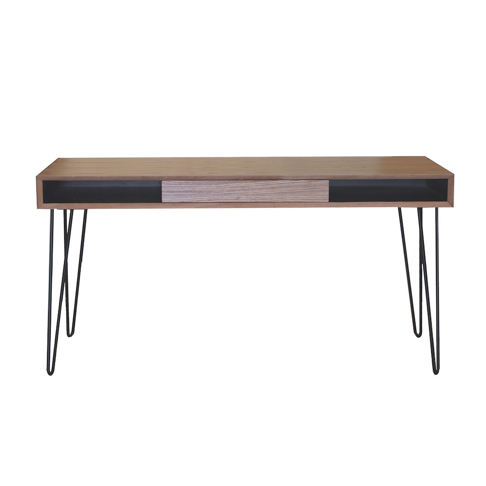 Marcus Desk, oak veneer table top with metal legs. Picture 1