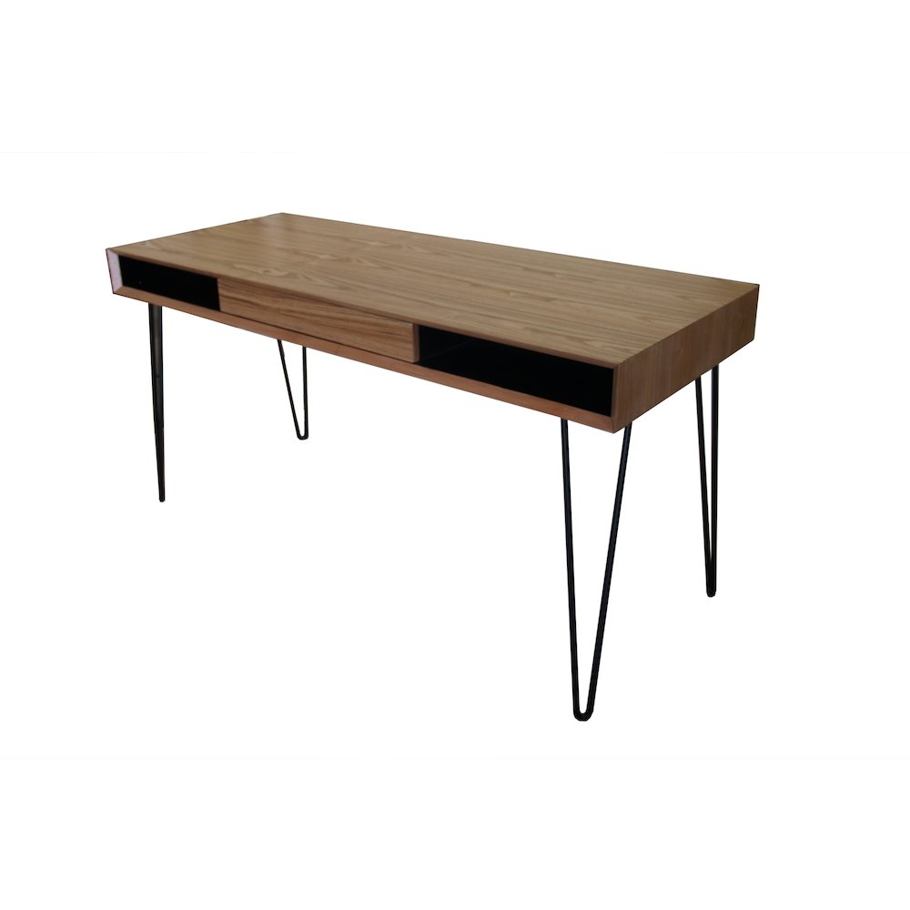 Marcus Desk, oak veneer table top with metal legs. Picture 5