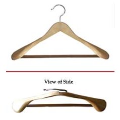 Libra Wide Shoulder Suit Hanger w/PVC Ribbed Bar Natural Finish, 12pcs/case. Picture 1