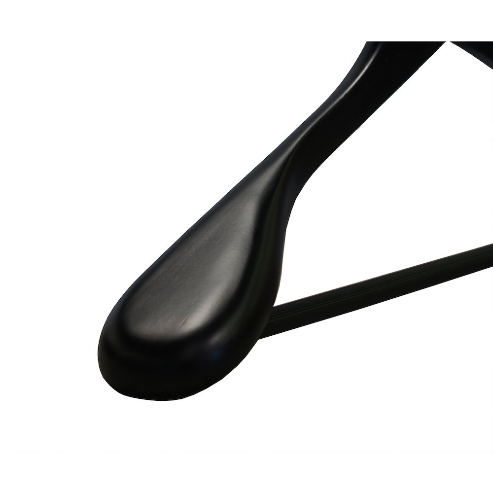 Libra Wide Shoulder Suit Hanger w/PVC Ribbed Bar Midnight Black Finish, 12 pcs/case. Picture 1