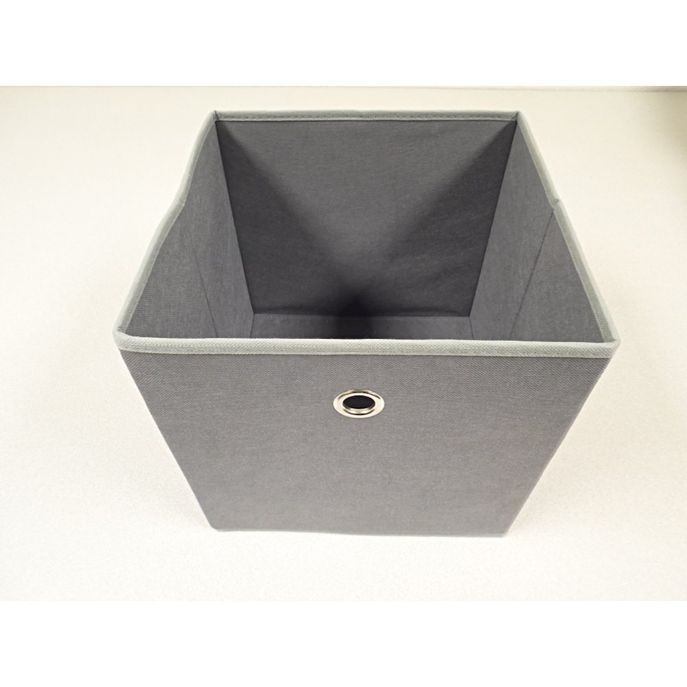 Colonial fabric bin, color: dark grey with light grey trim. Size: 11" x 11" x 11".. Picture 11