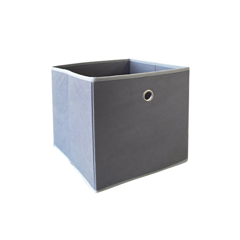 Colonial fabric bin, color: dark grey with light grey trim. Size: 11" x 11" x 11".. Picture 12