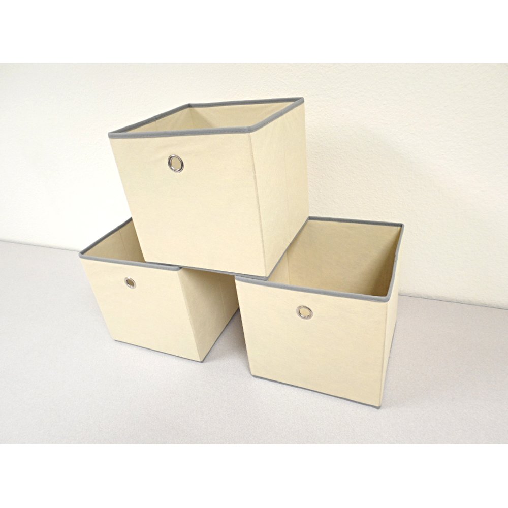 Colonial Fabric Bins in Beige. Picture 4