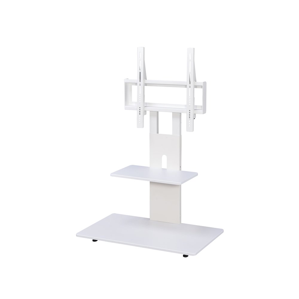 TV Stand with Mount with Two Shelves, Adjustable, in White. Picture 1