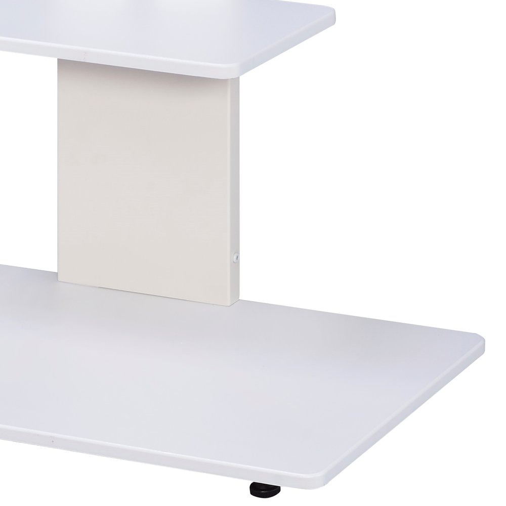 TV Stand with Mount with Two Shelves, Adjustable, in White. Picture 3