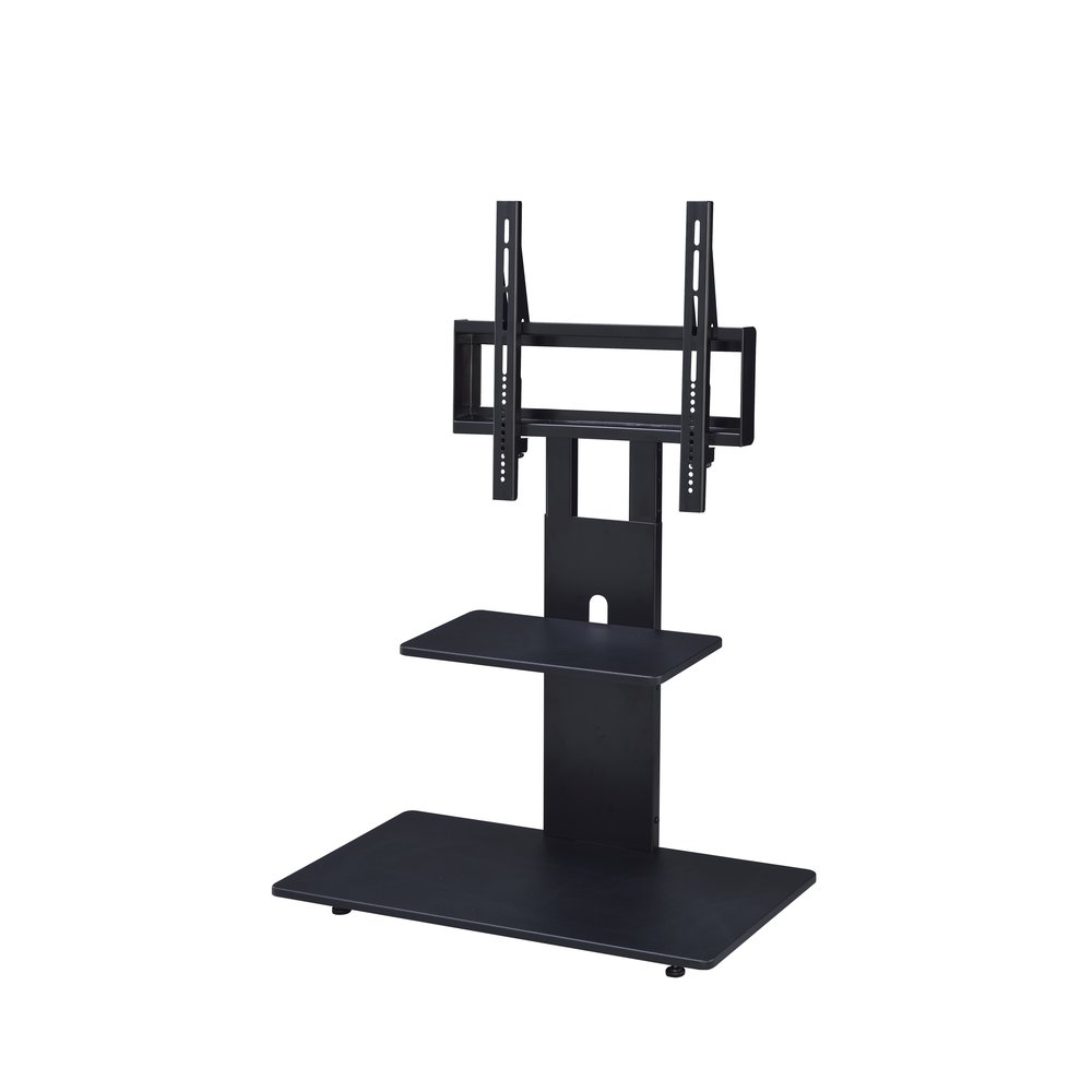 TV Stand with Mount with Two Shelves, Adjustable, in Black. Picture 1