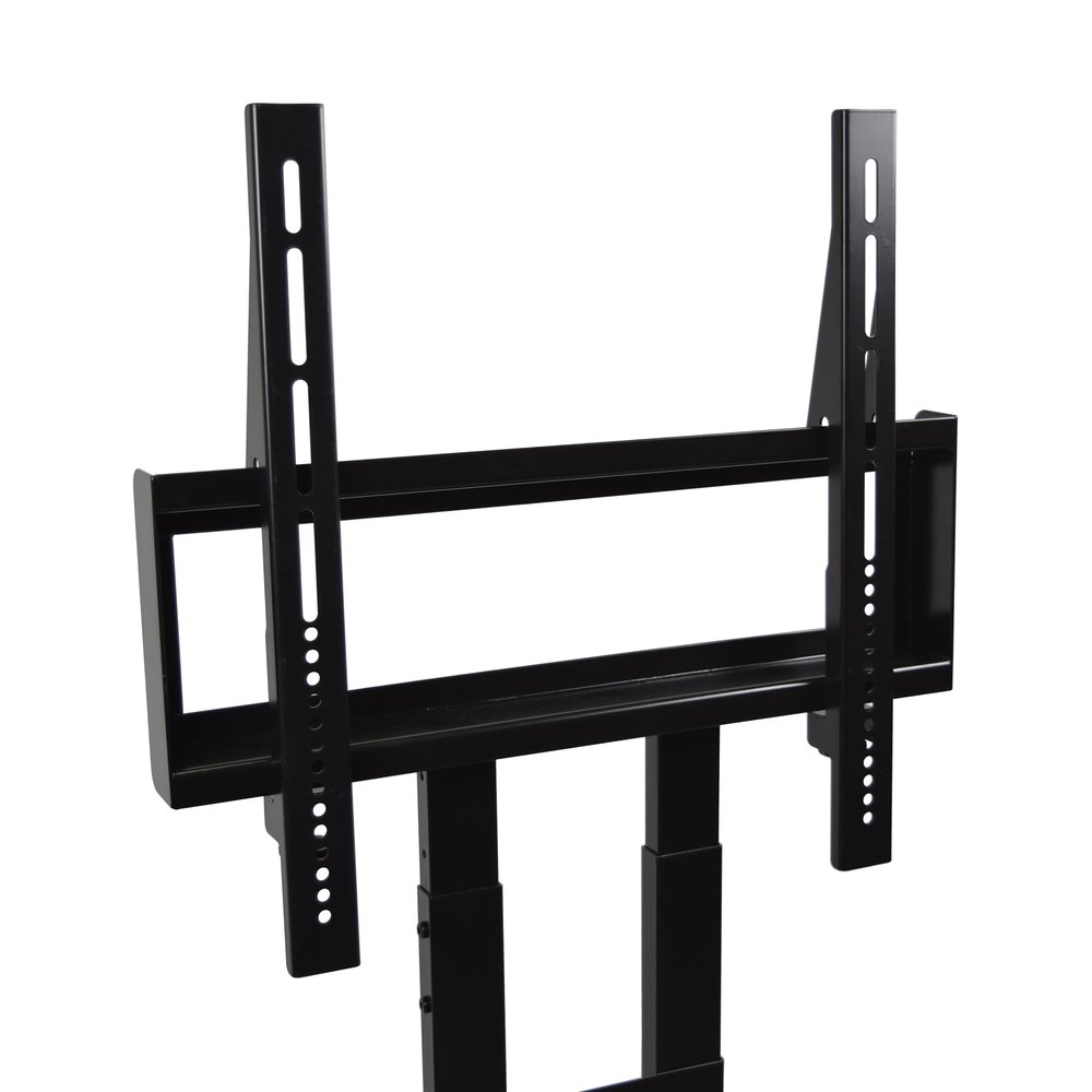 TV Stand with Mount with Two Shelves, Adjustable, in Black. Picture 3